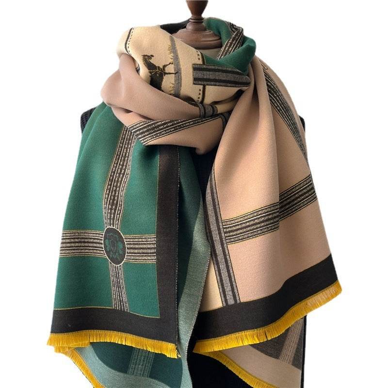 Women's Thickening Shawl Scarf - Stylish Warmth with Tassels - Buy Center US