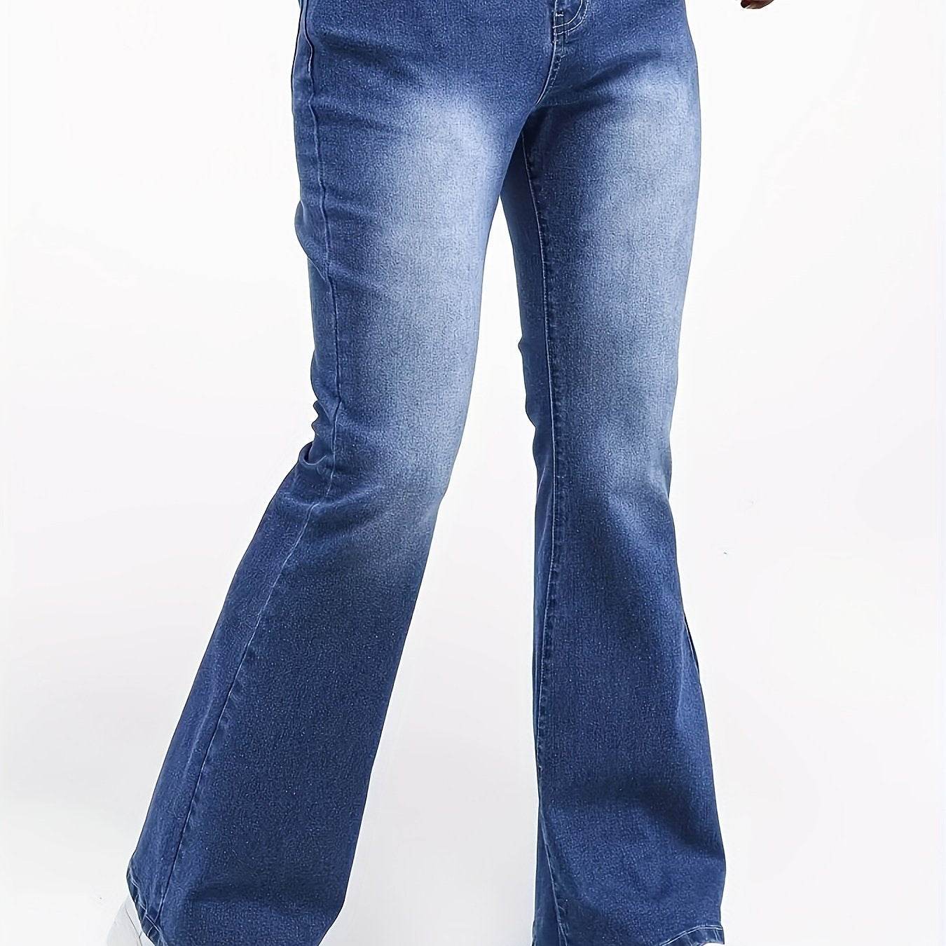 Men's Stretch Flare Jeans - Extra Long Washed Blue Casual Fit Denim - Buy Center US