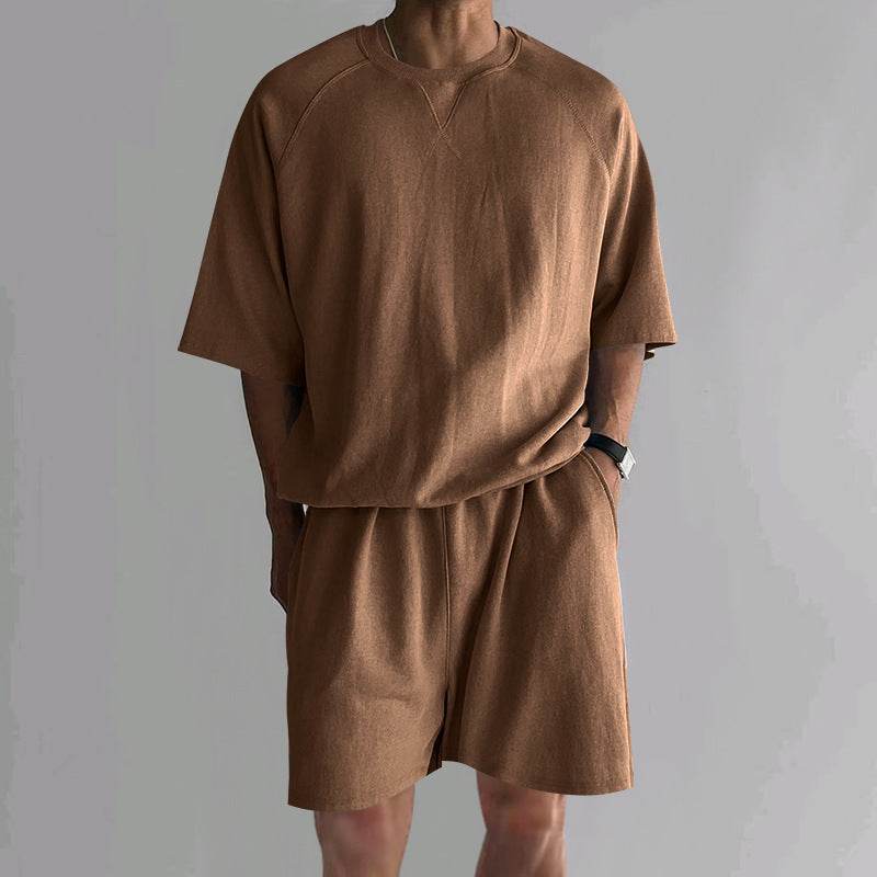 Buycenter Men's Casual Terry Sports Set - Short Sleeve & Shorts Combo - Buy Center US