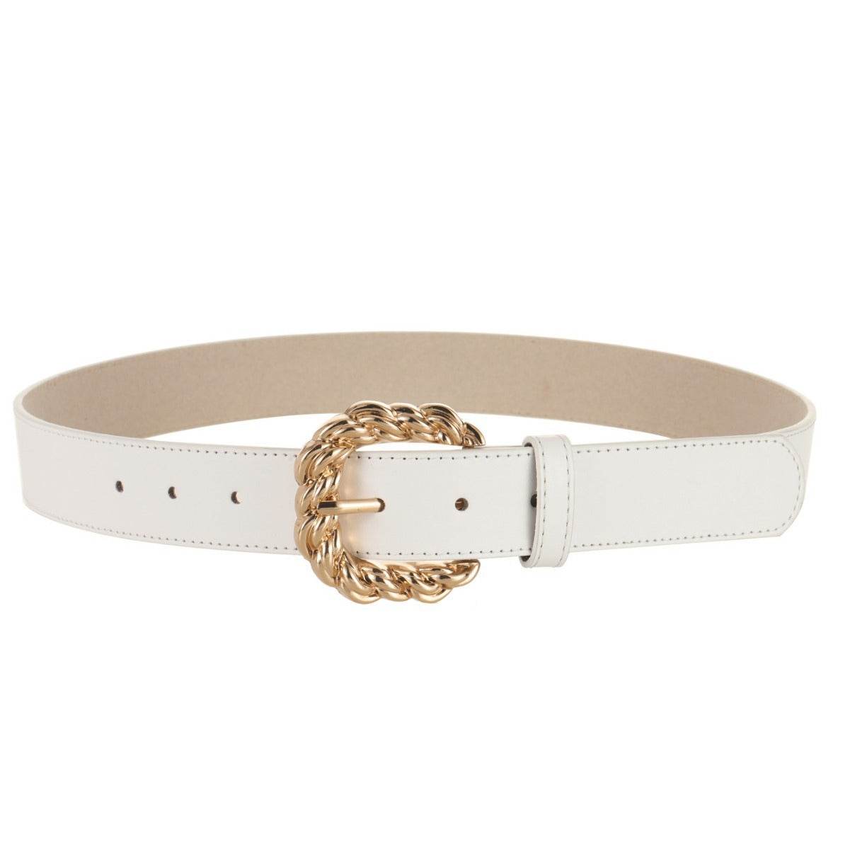 Women's All-Match Dress Pants with Decorative PU Leather Belt - White, Camel, Black - Buy Center US