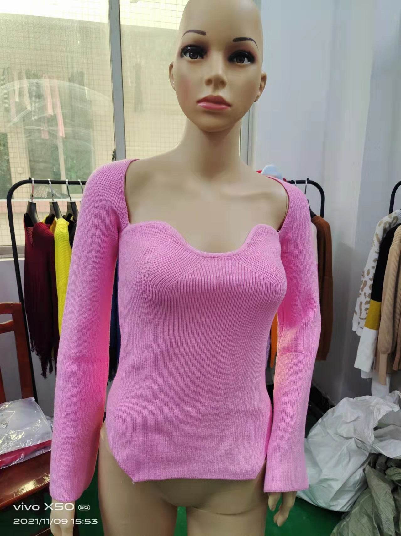 Women's Long Sleeve Off-Neck Pullover Sweater - Stylish & Cozy Top - Buy Center US