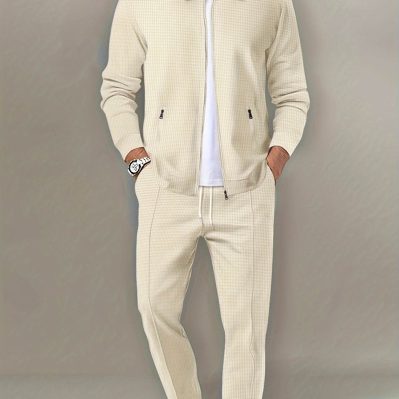 Casual September Jacket and Pants Set - Long Sleeve, Solid Color - Buy Center US