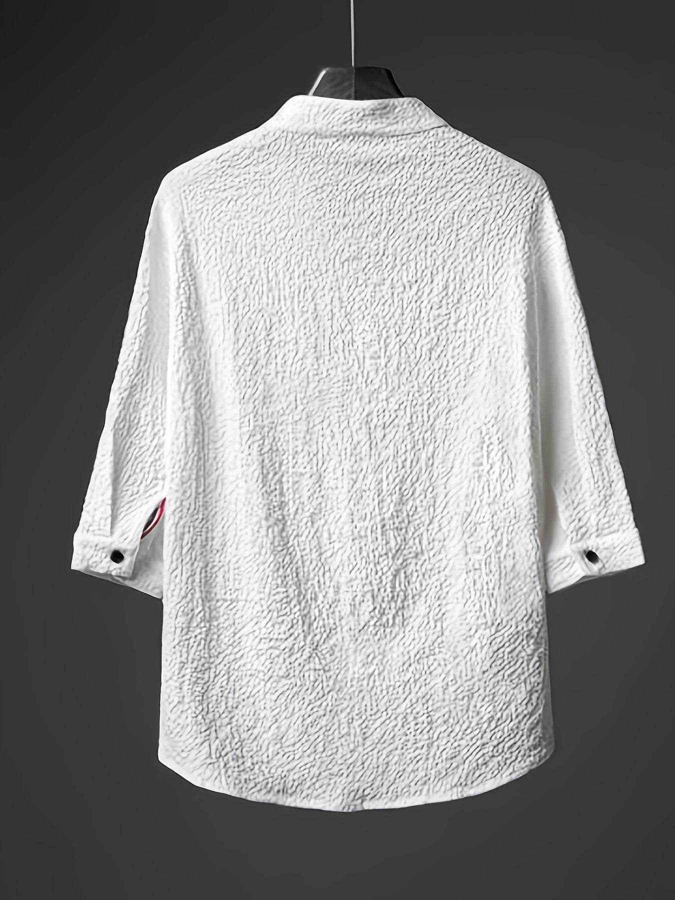 Men's Casual Summer Shirt - Solid Color, Loose Fit with Button Detail - Buy Center US