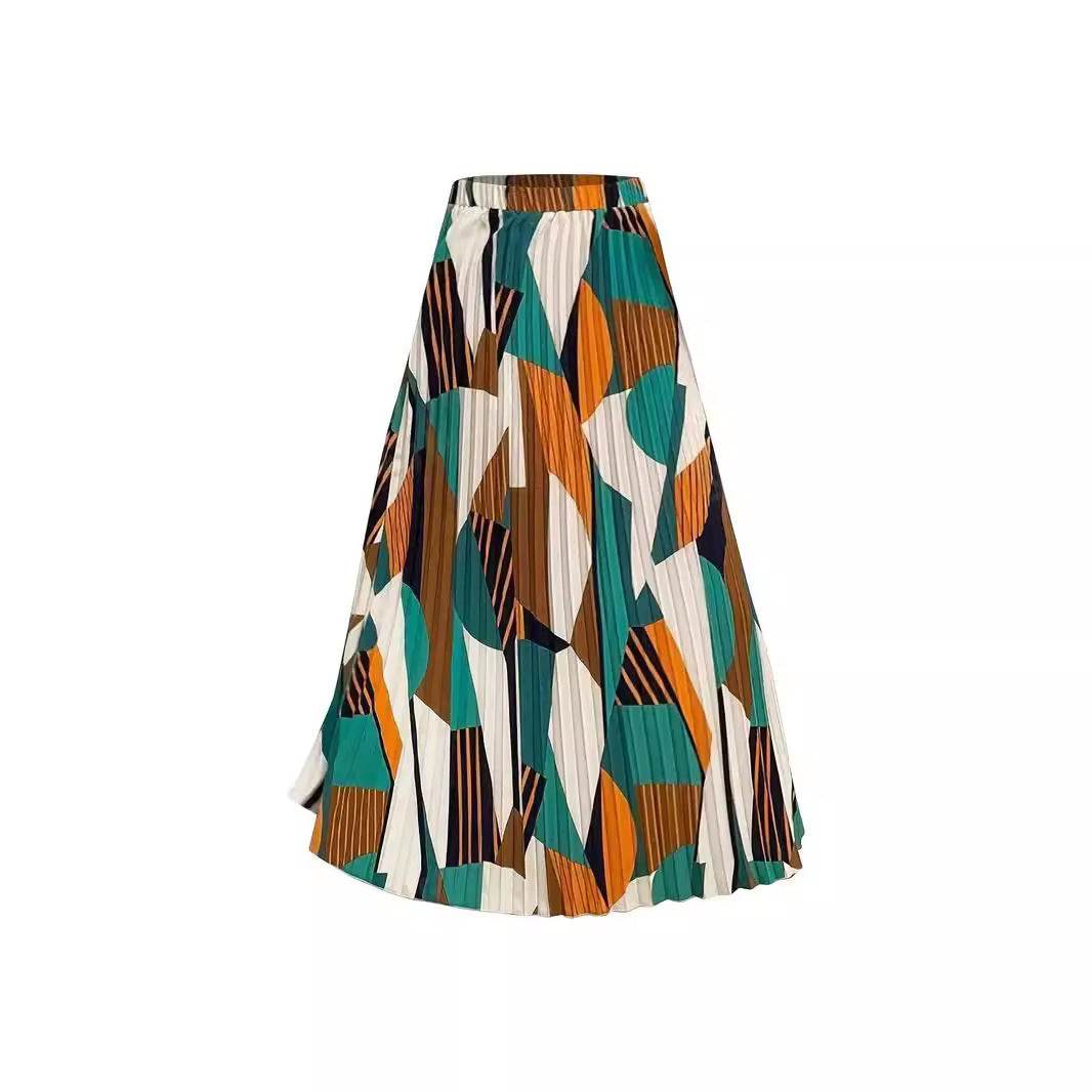 Women's A-Line Casual Printing Skirt - Stylish Polyester Long Skirt - Buy Center US