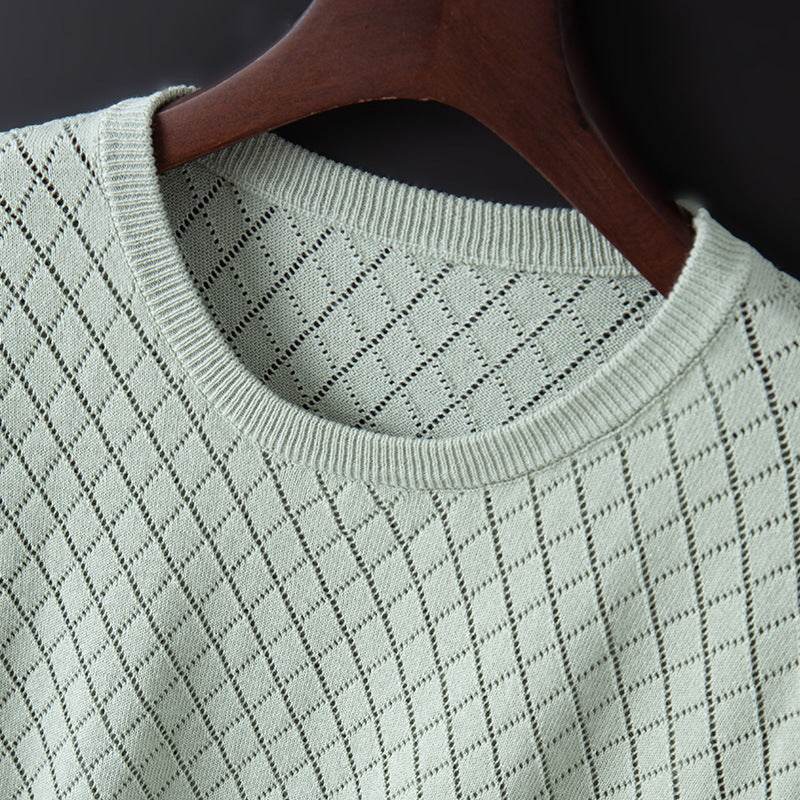 Men's Half Neck Cotton T-shirt - Stylish Plaid Short Sleeve Top - Buy Center US