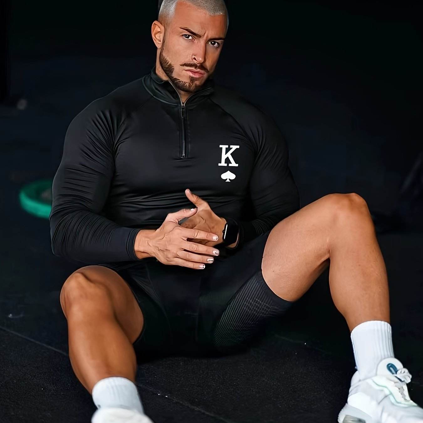Men's White Sporty Zip-Up Shirt - Tight-Fit Stretch Fabric for Gym - Buy Center US