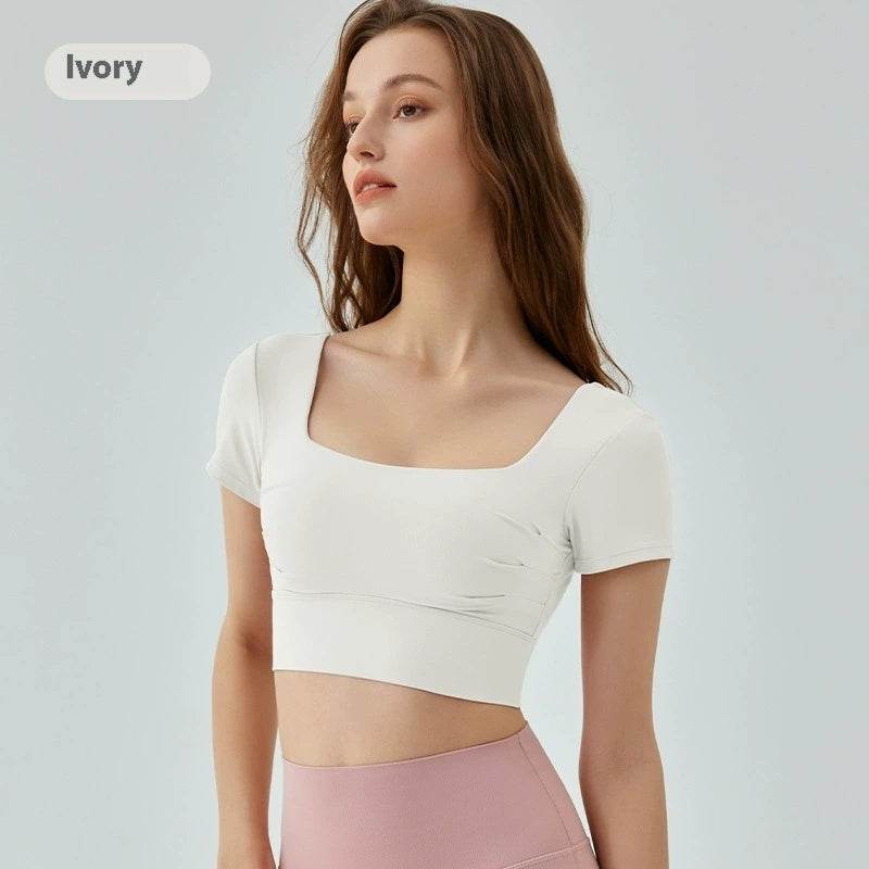 Women's Hollow-out Yoga Top - Short Sleeve with Removable Chest Pad - Buy Center US