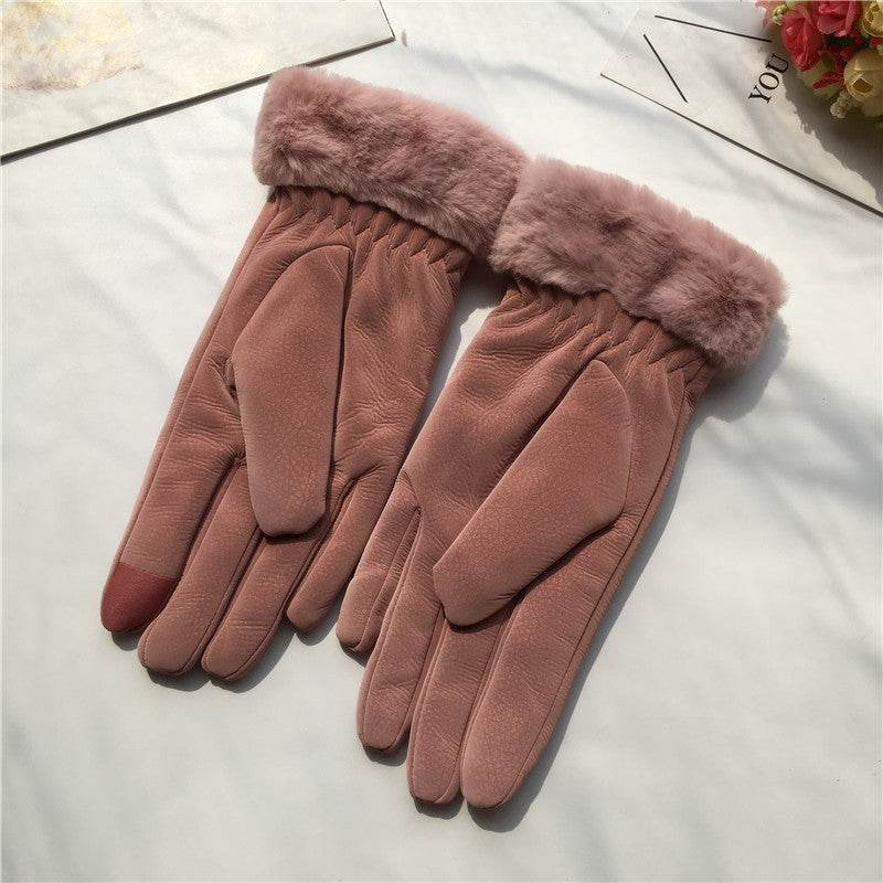 Autumn Winter Women's Riding Gloves - Warm Fleece-Lined Korean Style - Buy Center US