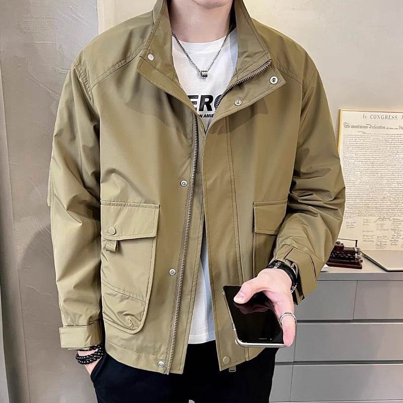 Buycenter Men's High Quality Work Jacket - All-match Coat in Khaki, Gray, Black - Buy Center US