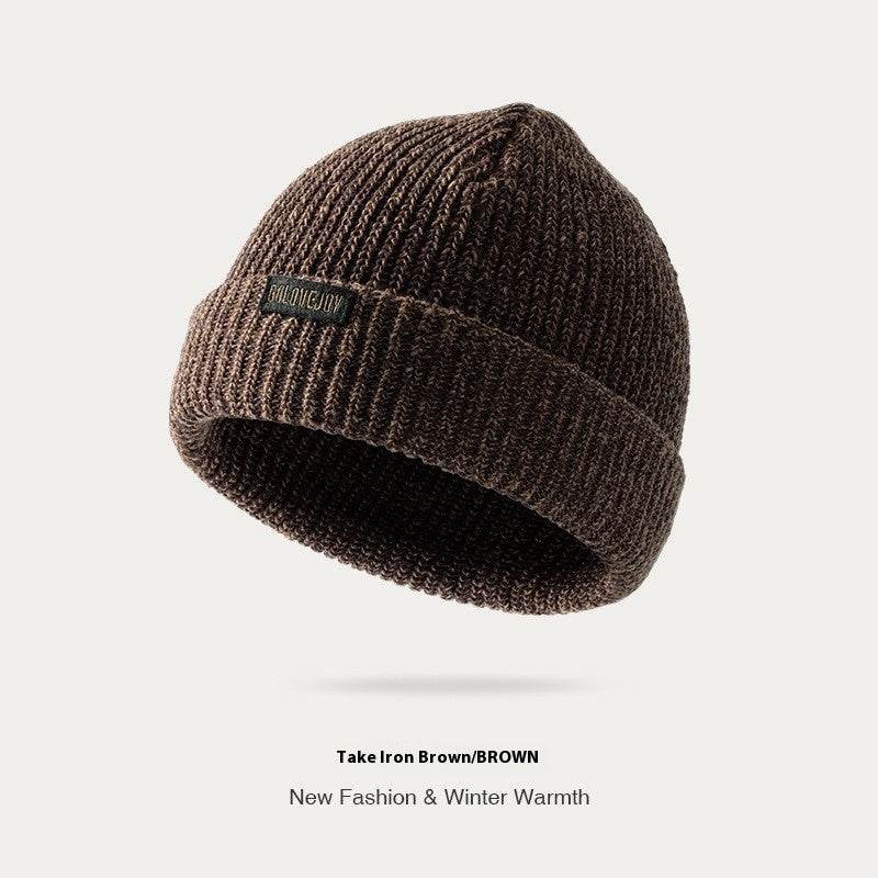 Men's Thick Wool Knitted Hat - Windproof & Warm for Autumn/Winter - Buy Center US