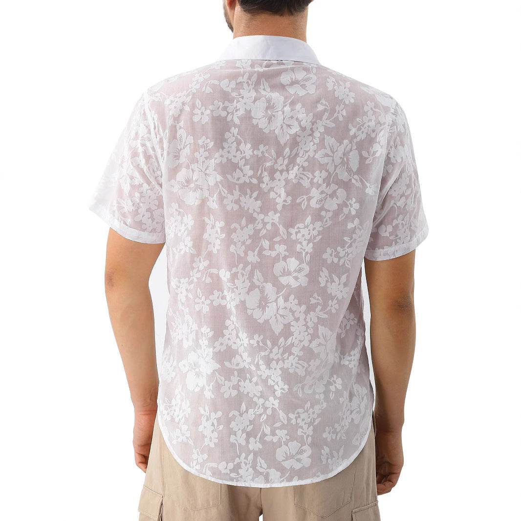 Buycenter Hawaiian Jacquard Shirt - Short Sleeve Casual Beachwear - Buy Center US