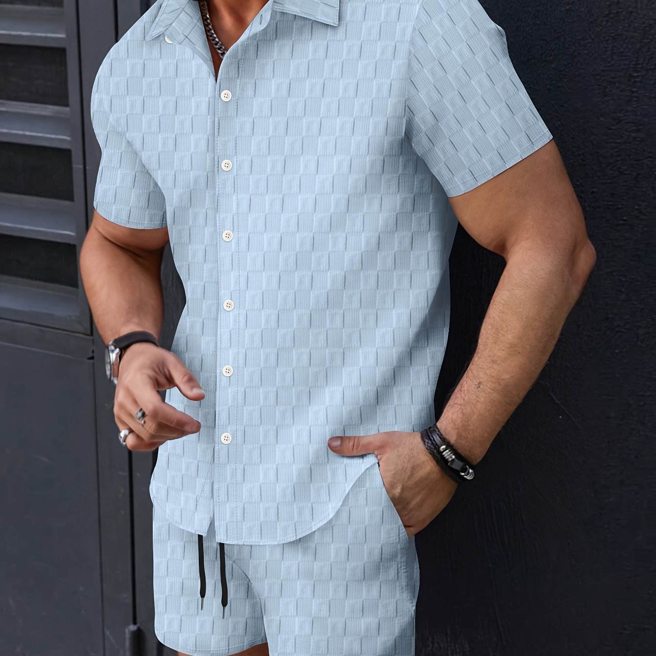 NIKXUAN Men's Casual Short-Sleeved Suit - Breathable Checkered Summer Top - Buy Center US