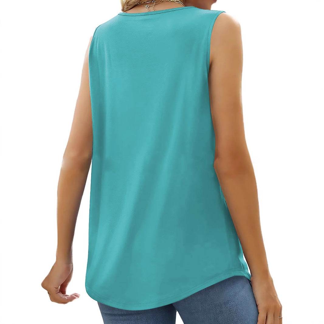 Women's Summer Pleated Halter Top - Casual Sleeveless Vest for Travel - Buy Center US