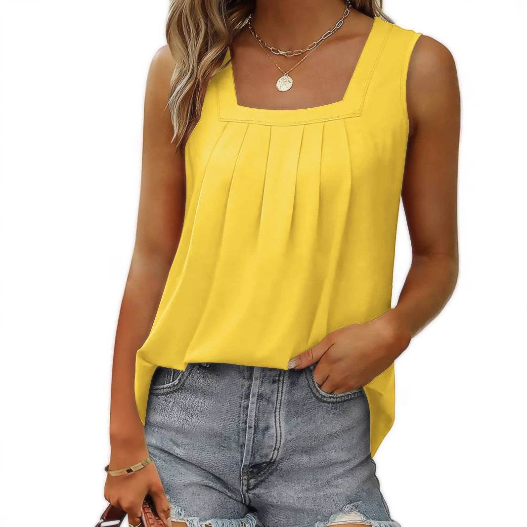 Women's Summer Pleated Halter Top - Casual Sleeveless Vest for Travel - Buy Center US