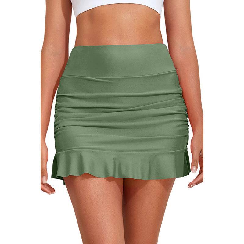 Stylish Women's Pleating Ruffled Shorts - Solid Color, Comfortable Fit - Buy Center US