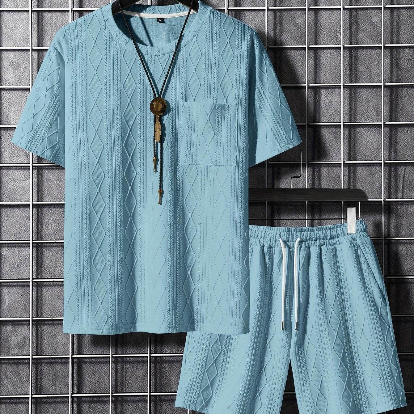 Men's Casual Outfit - Solid Color, Stretchy Knit Fabric for All Seasons - Buy Center US