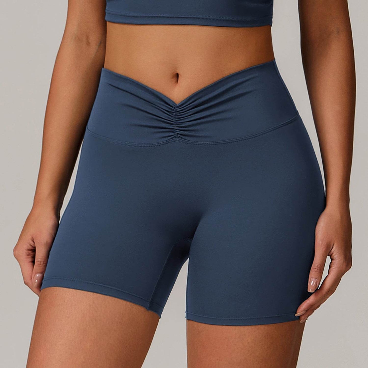Peach High Waist Yoga Pants - Pleated Hip Raise for Comfort and Style - Buy Center US
