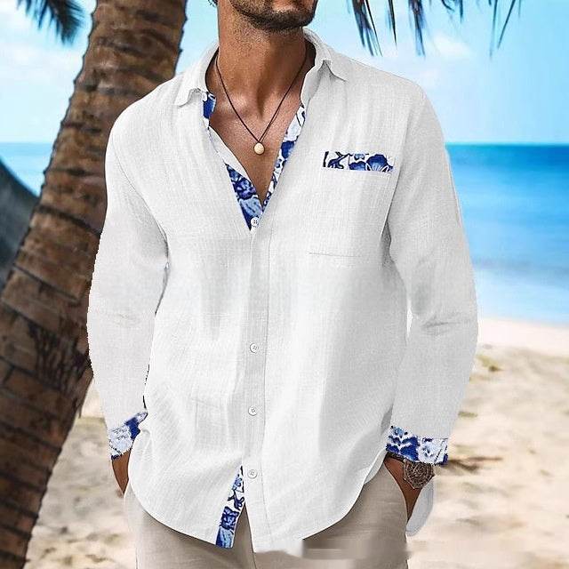Buycenter Men's Long-Sleeved Polo Shirt - Casual Cotton Blend Cardigan - Buy Center US