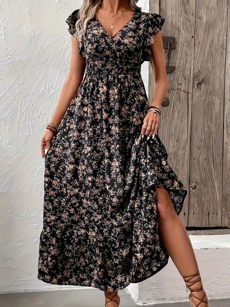 Fashion Floral Long Sleeve Swing Dress - Japanese & Korean Casual Style - Buy Center US