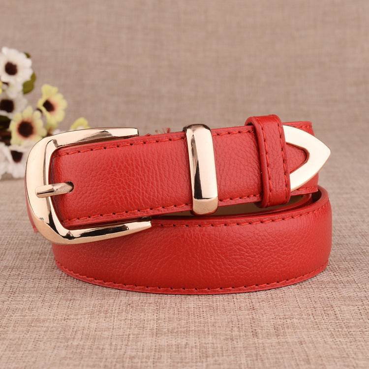 Women's Alloy Buckle Pant Belt - Stylish Imitation Leather in Multiple Colors - Buy Center US