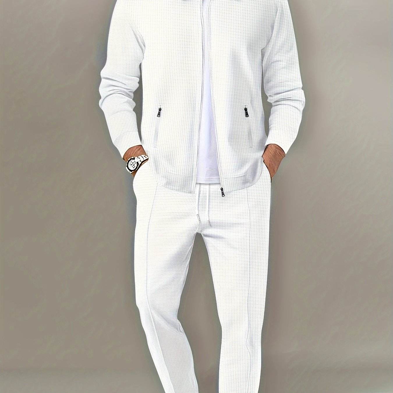 Casual September Jacket and Pants Set - Long Sleeve, Solid Color - Buy Center US
