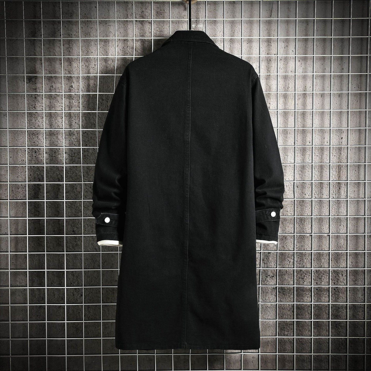 Buycenter Men's Denim Trench Coat - Casual Loose Fit, Mid-Length Style - Buy Center US