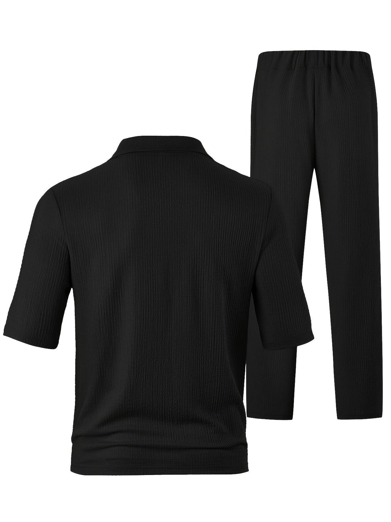 Men's Casual Summer T-Shirt & Pants Set - Light Blue V-Neck Style - Buy Center US