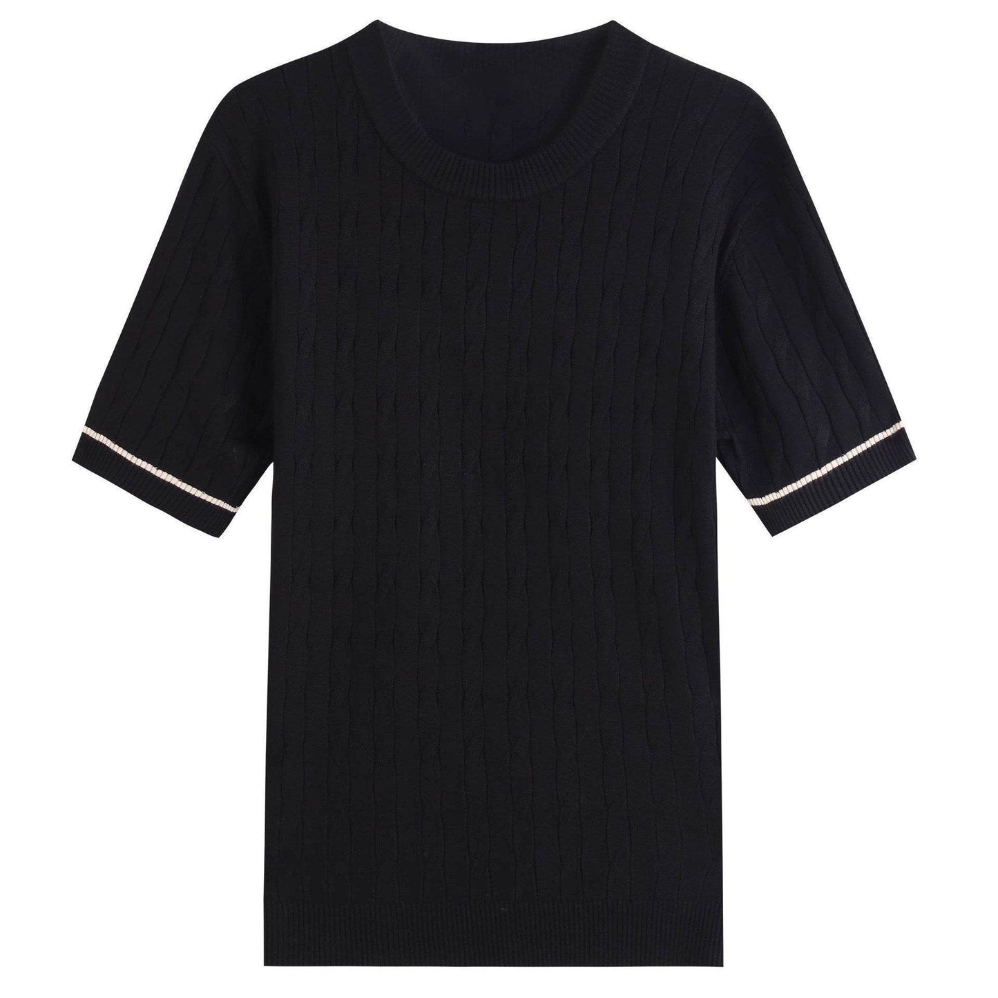 Stylish Men's Weaving Knitted T-shirt - Round Neck, Short Sleeve - Buy Center US