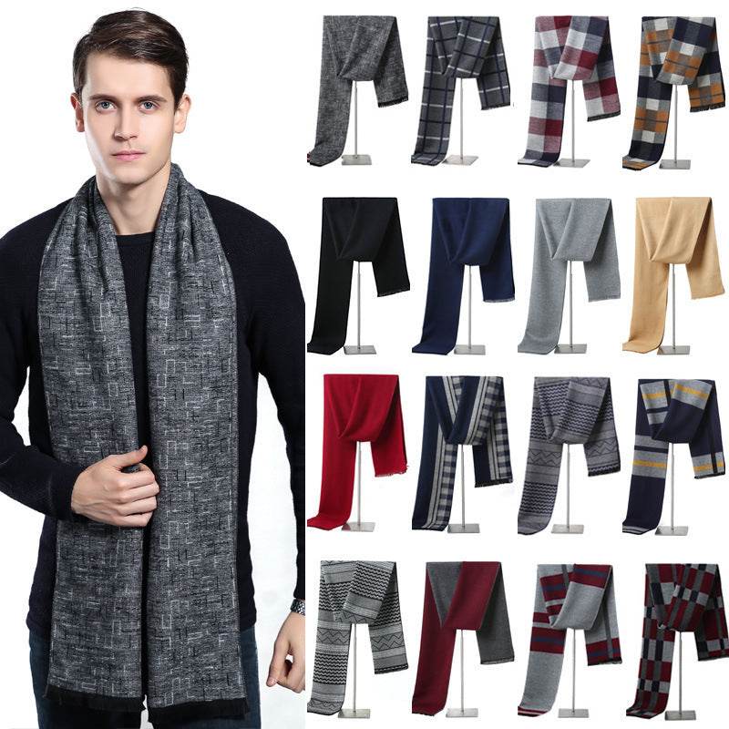 Buycenter Men's Cashmere Warm Scarf - Stylish Grid Design for Autumn - Buy Center US