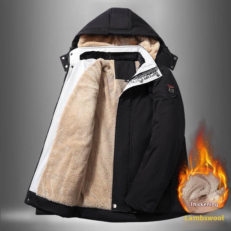 Buycenter Men's Winter Lambskin Jacket - Thickened & Warm Cotton Cardigan - Buy Center US