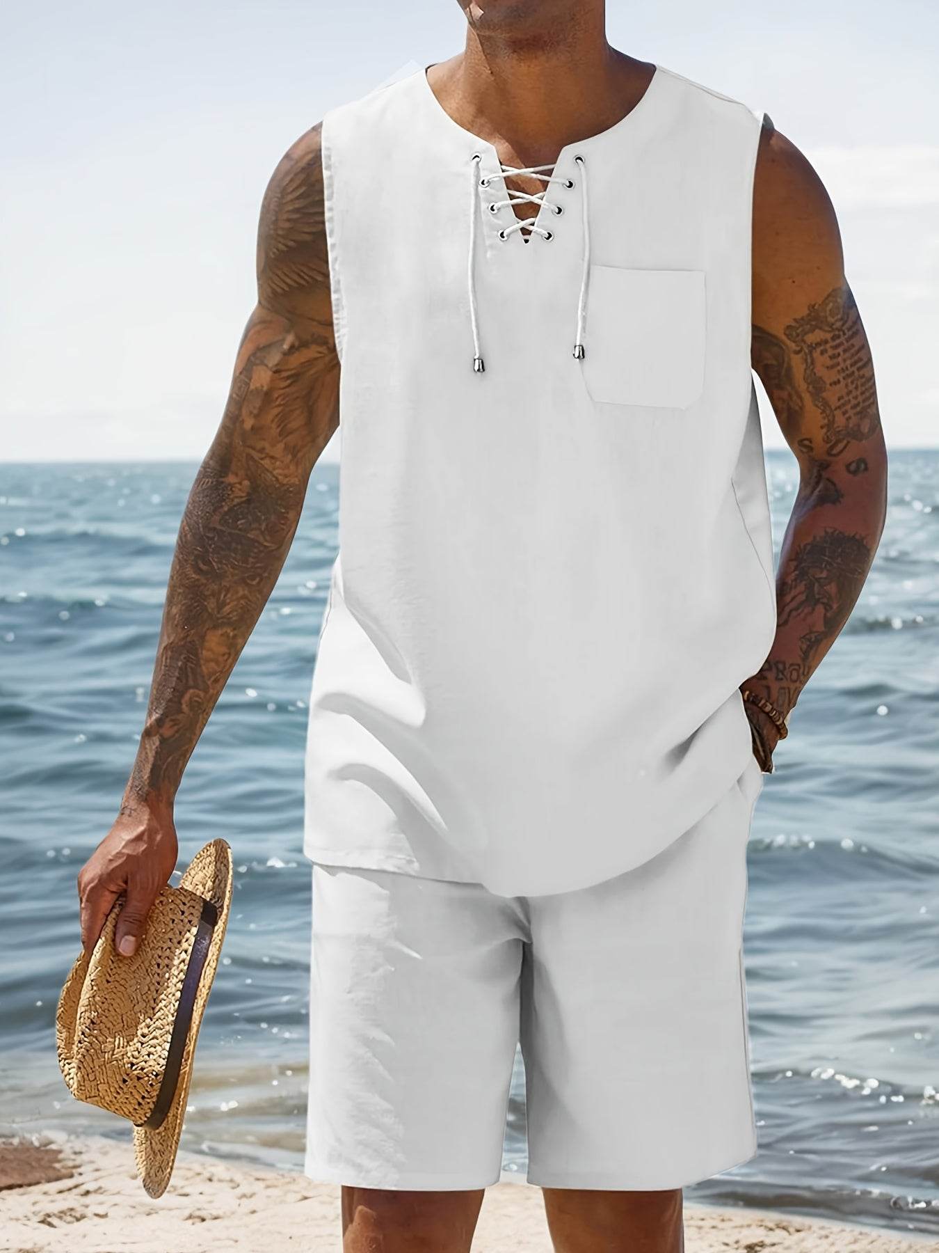 Men's Casual Sleeveless Tank Top & Shorts Set - Breathable Summer Activewear - Buy Center US