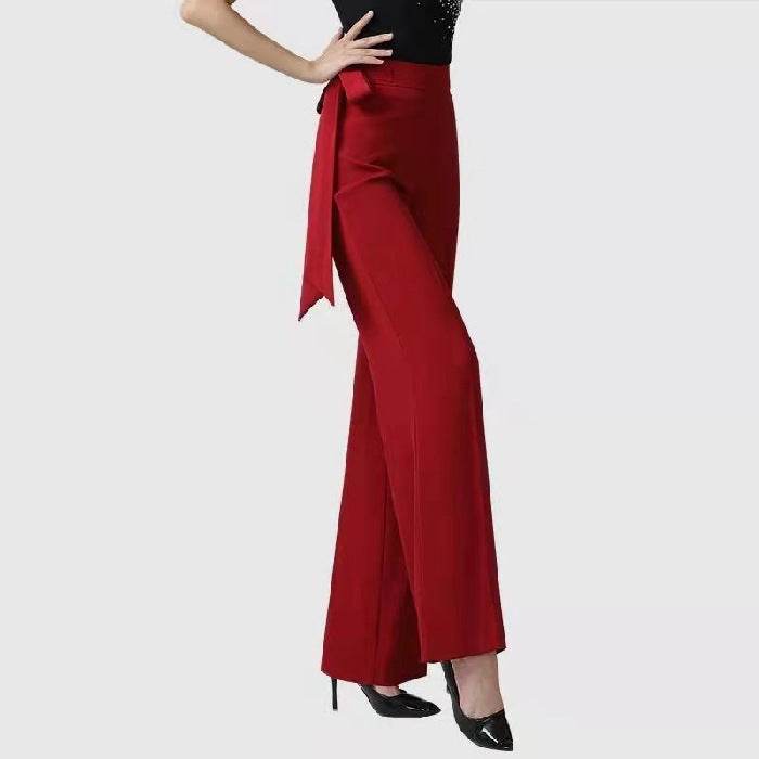 Women's Wide Leg Pants - High Waist Solid Color Draping Design - Buy Center US