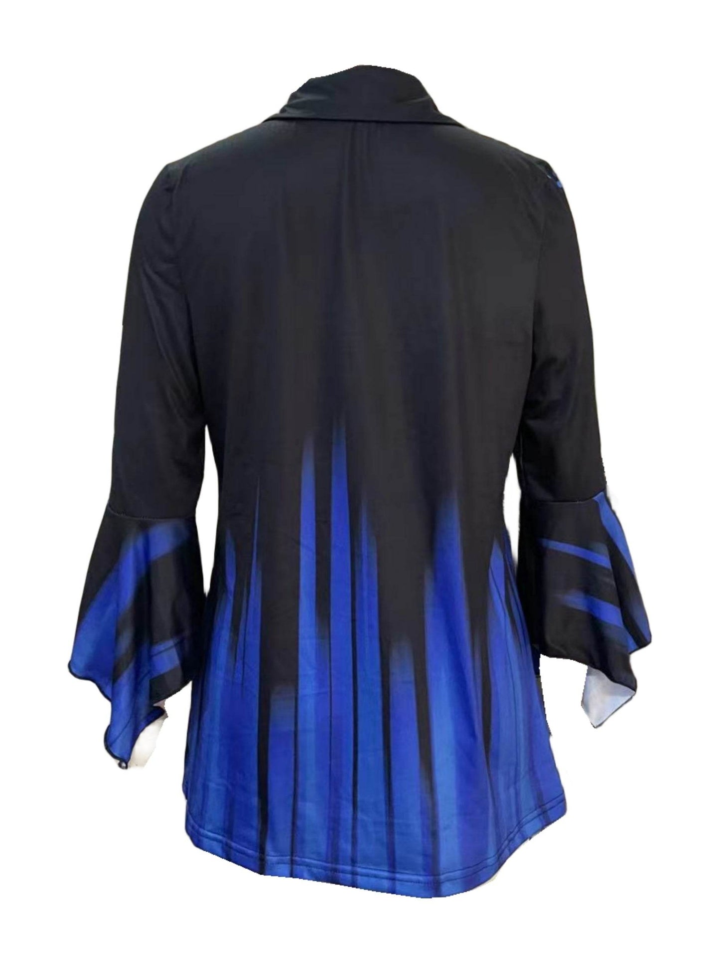Stylish Blue Three-Quarter Sleeve T-Shirt with Irregular Cuff Button Design - Buy Center US