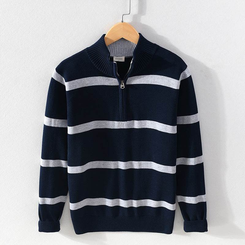 Men's Cotton Wool Half Zipper Sweater - Casual Slim Fit Pullover - Buy Center US