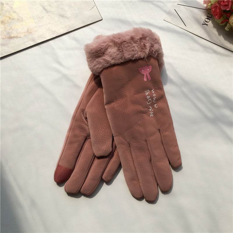 Autumn Winter Women's Riding Gloves - Warm Fleece-Lined Korean Style - Buy Center US