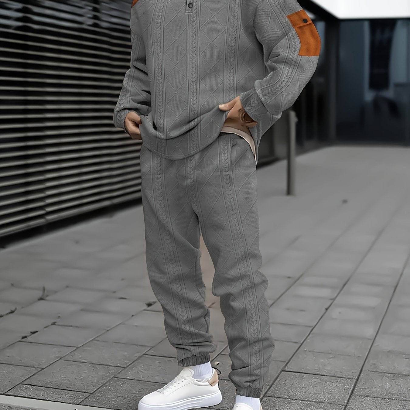 Men's Casual Sports Suit - Color Block Design, Comfortable & Breathable Fabric - Buy Center US