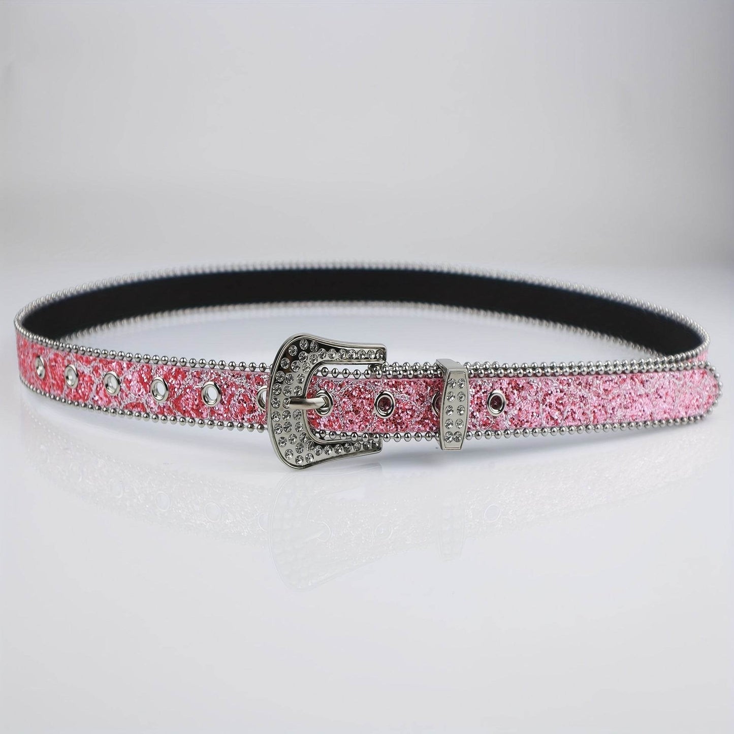 Rhinestone Women's Thin Belt - Fashion Personality, Handmade PU Leather - Buy Center US