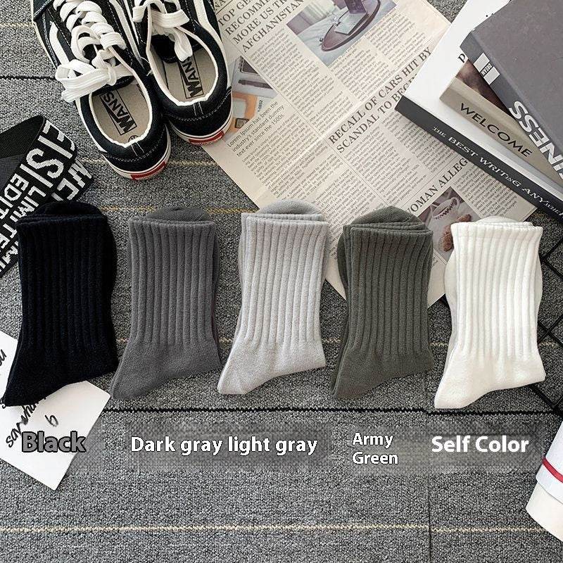 Buycenter Men's Mid-Calf Socks - Pure Color Casual Sports Style - Buy Center US