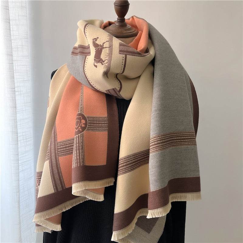 Women's Thickening Shawl Scarf - Stylish Warmth with Tassels - Buy Center US