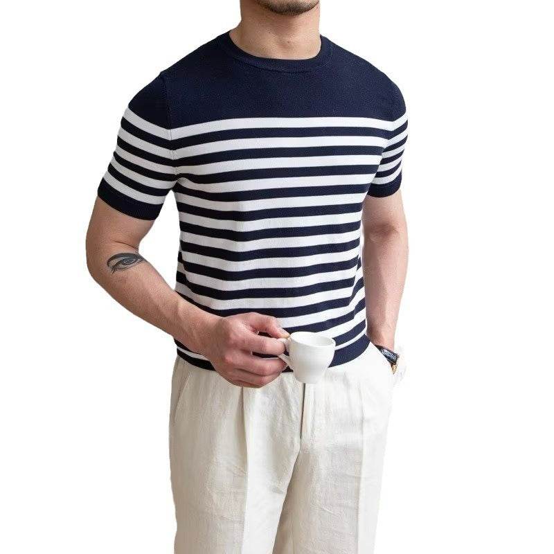 Trendy Men's Striped Short Sleeve T-shirt - Summer Casual Wear, All Sizes - Buy Center US