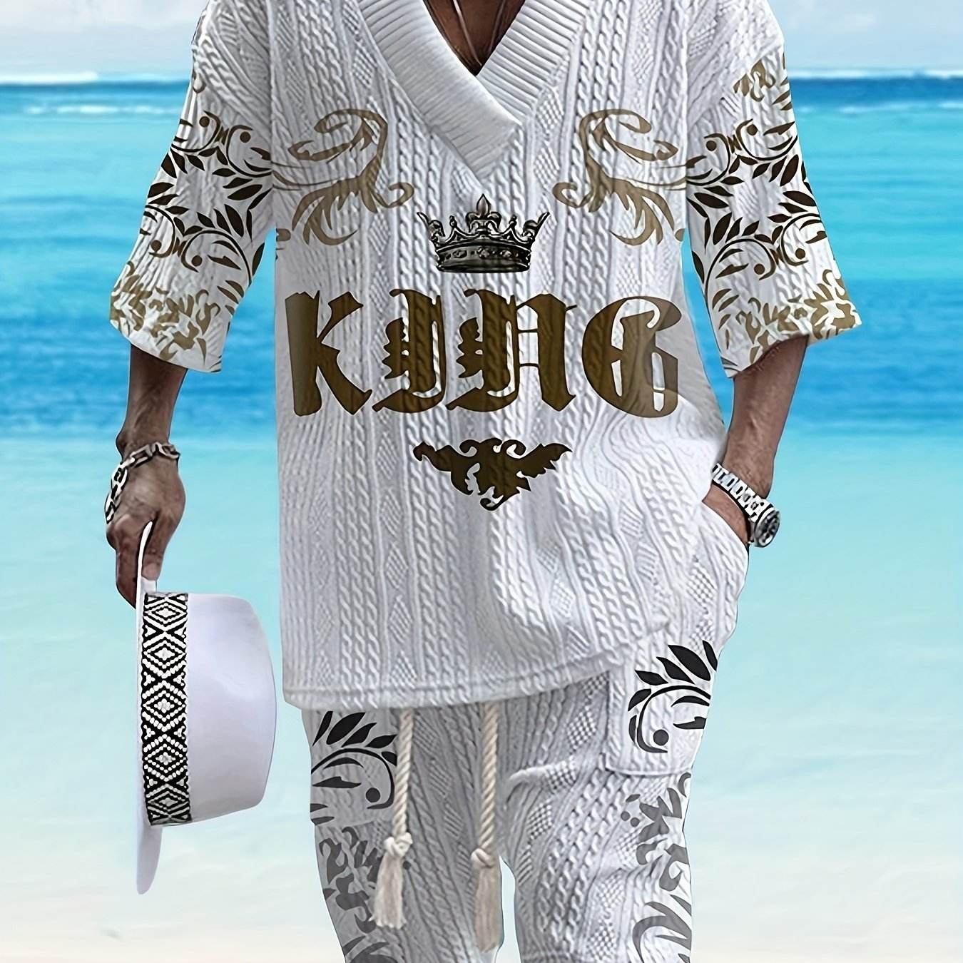 2025 Men’s Casual 3D Print V-Neck Shorts Set - Relaxed Fit Summer Attire - Buy Center US