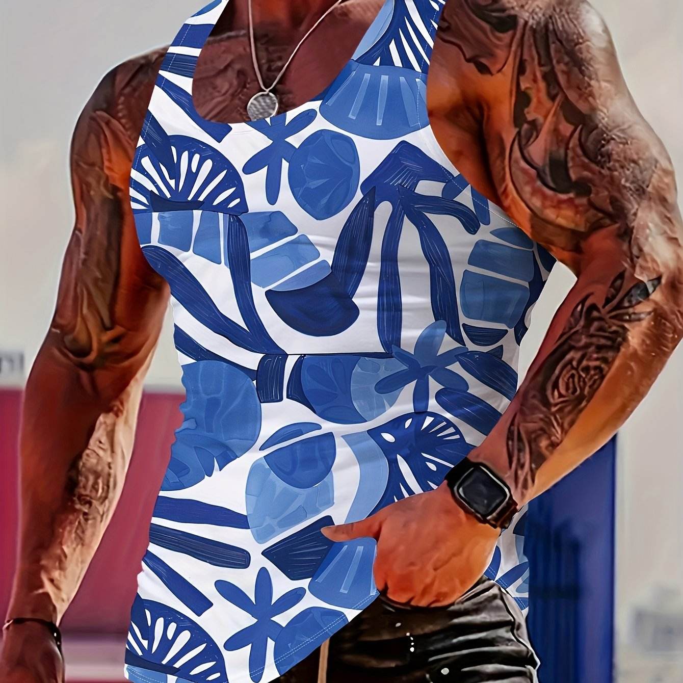 MBD Men's Stylish Lion Print Tank Top - Casual Sleeveless Summer Wear - Buy Center US