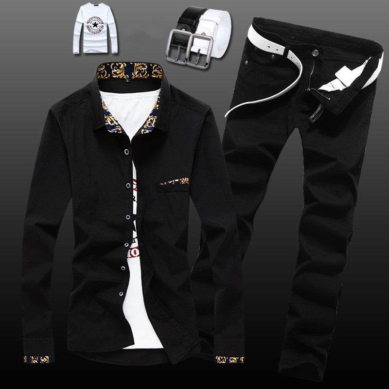 Buycenter Men's Slim Fit Shirt & Jeans Set - Youthful Style Options - Buy Center US