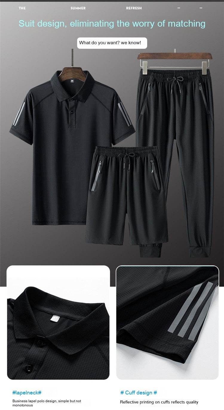 Buycenter Men's Summer Sports Suit - Ice Silk, Casual & Comfortable - Buy Center US
