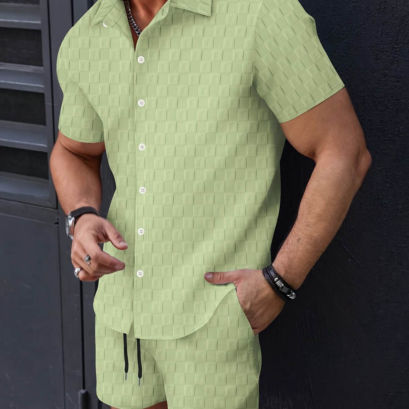 NIKXUAN Men's Casual Short-Sleeved Suit - Breathable Checkered Summer Top - Buy Center US