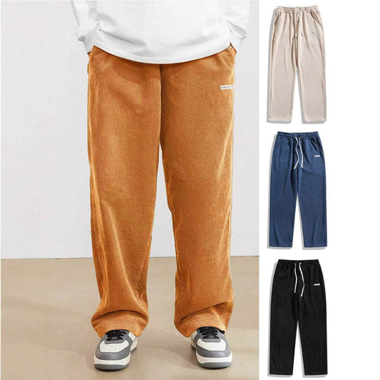 European Size Men's Corduroy Casual Pants - Creamy White, Black, Navy - Buy Center US