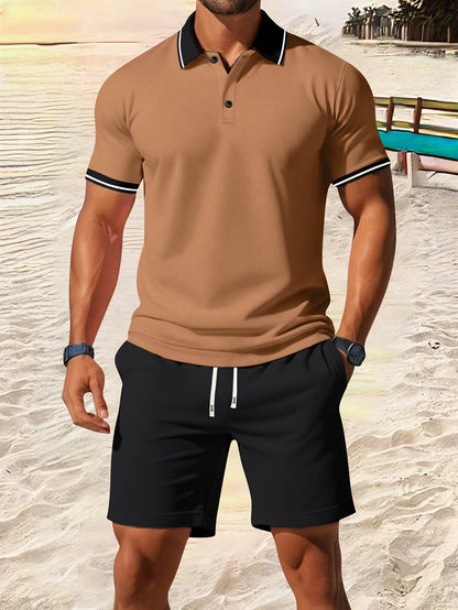 Men's Casual Short Sleeve Shirt & Drawstring Shorts Set - Summer Fashion - Buy Center US