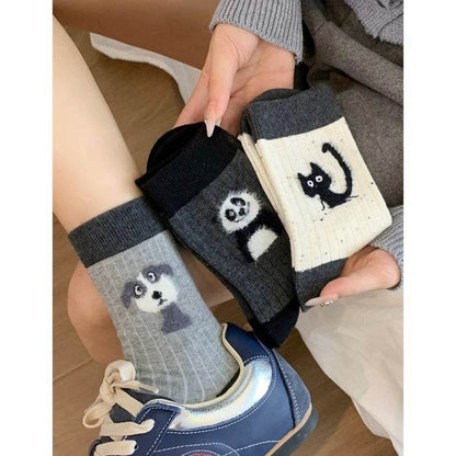 Cute Cartoon NEPs Yarn Socks - Plush Mid Tube Stockings for Women - Buy Center US