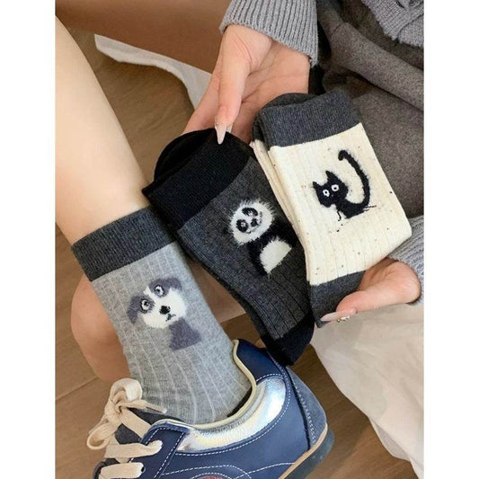 Cute Cartoon NEPs Yarn Socks - Plush Mid Tube Stockings for Women - Buy Center US