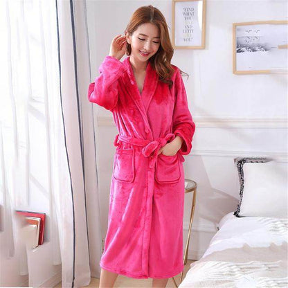 Buycenter Elegant Winter Flannel Robe Gown - Comfortable Casual Sleepwear - Buy Center US